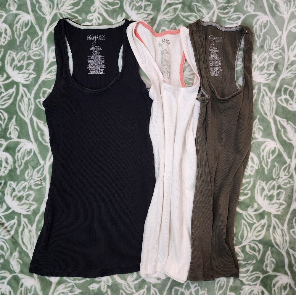 Miley Cyrus & Max Azria Women's Tank Tops - Black, White, and Olive